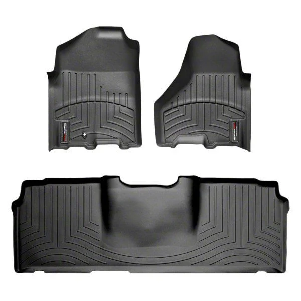Weathertech DigitalFit Front and Rear Floor Liners; Black (10-12 RAM 2500 Mega Cab w/ Armrest Center Console & w/o Floor Shifter)