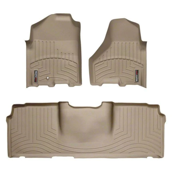 Weathertech DigitalFit Front and Rear Floor Liners; Tan (10-12 RAM 3500 Mega Cab w/ Armrest Center Console & w/o Floor Shifter)