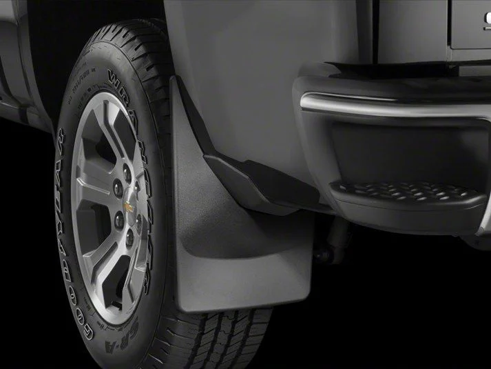Weathertech No-Drill Mud Flaps; Rear; Black (15-19 Silverado 2500 HD)