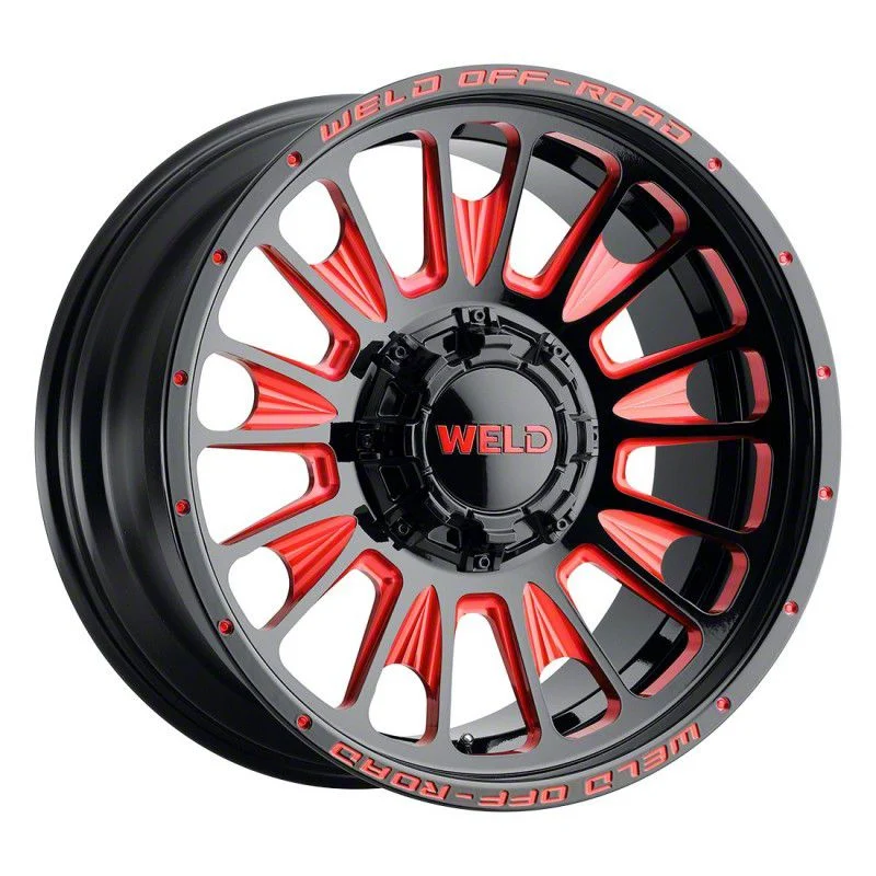 Weld Off-Road Scorch Gloss Black with Red Milled Spokes 6-Lug Wheel; 22x12; -44mm Offset (04-08 F-150)