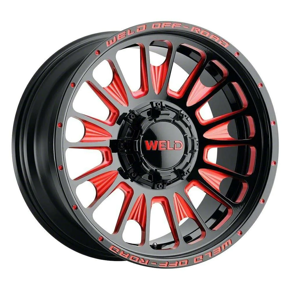 Weld Off-Road Scorch Gloss Black with Red Milled Spokes 6-Lug Wheel; 20x10; -18mm Offset (07-13 Sierra 1500)