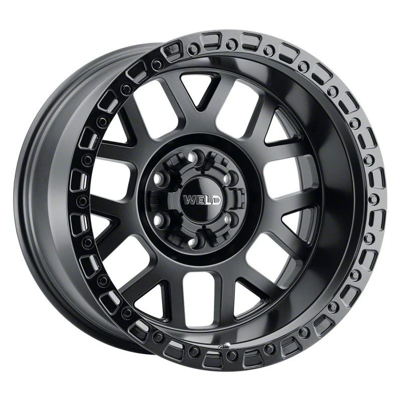 Weld Off-Road Cinch Satin Black with Gloss Black Ring 6-Lug Wheel; 20x10; 13mm Offset (19-26 RAM 1500)