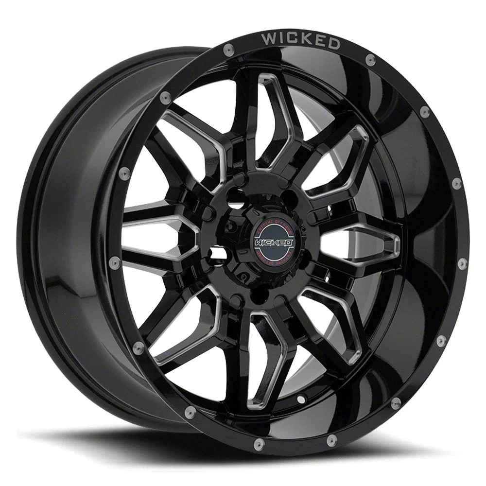 Wicked Offroad W909 Gloss Black Milled 6-Lug Wheel; 20x10; -24mm Offset (19-23 Ranger)
