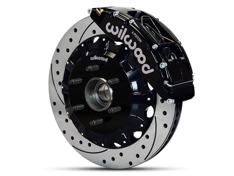 Wilwood TC6R 6-Lug Front Big Brake Kit with Drilled and Slotted Rotors; Black Calipers (04-08 2WD F-150)