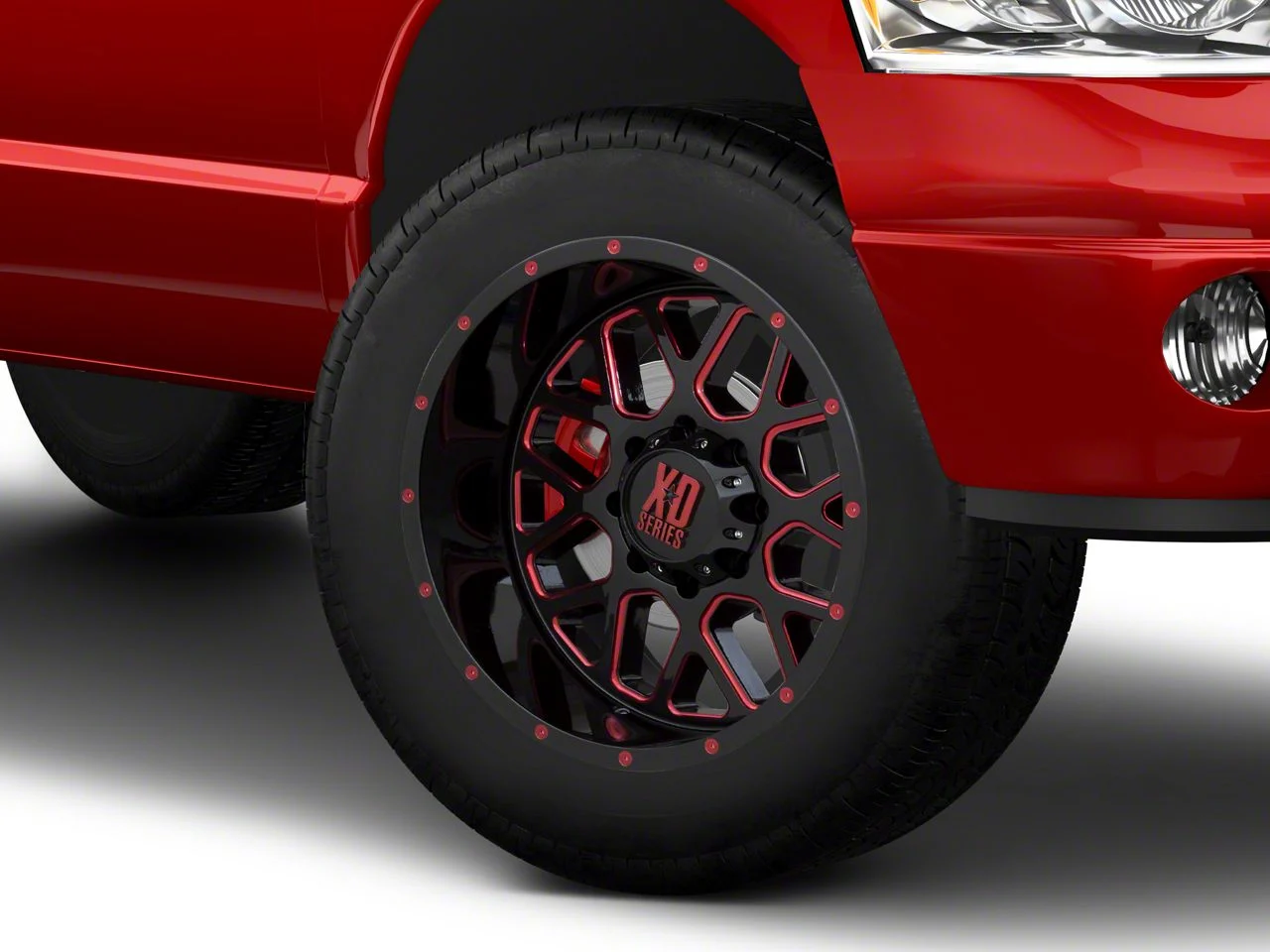 XD Grenade Satin Black Milled with Red Clear Coat 8-Lug Wheel; 20x10; -24mm Offset (03-09 RAM 2500)
