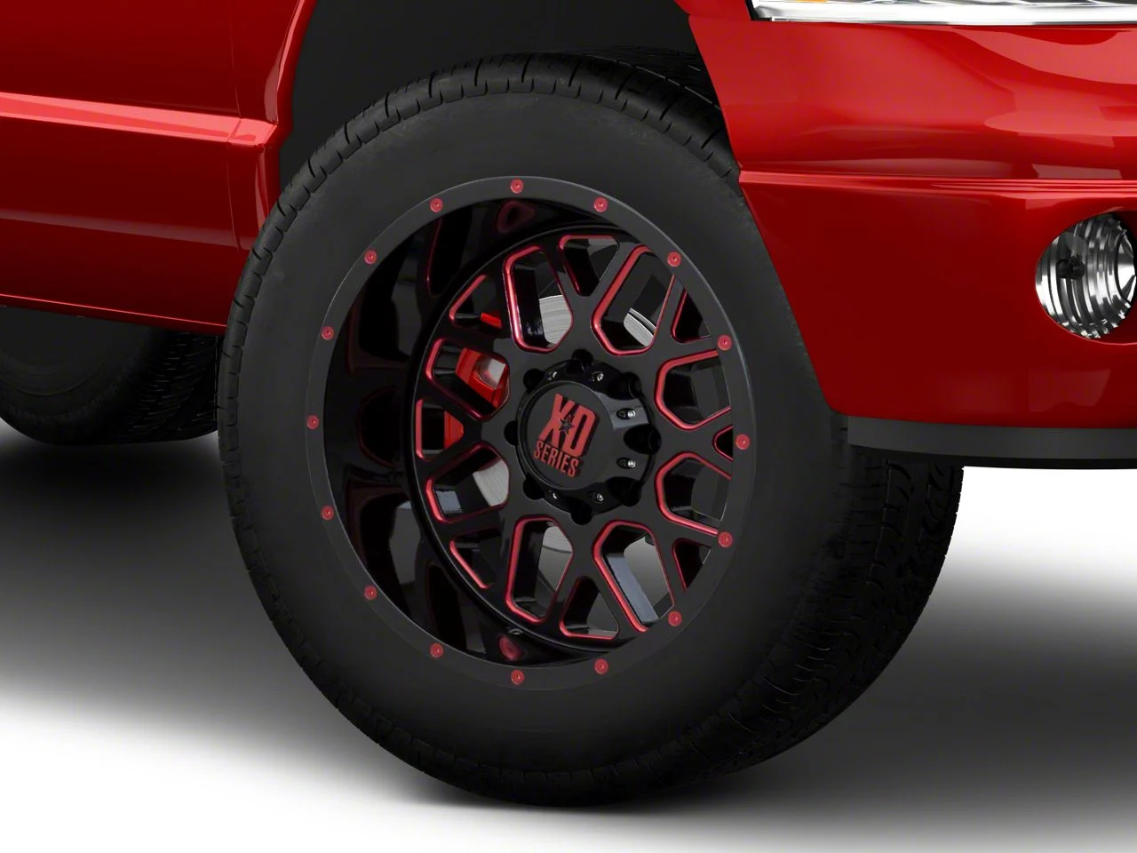 XD Grenade Satin Black Milled with Red Clear Coat 8-Lug Wheel; 20x10; -24mm Offset (03-09 RAM 3500 SRW)