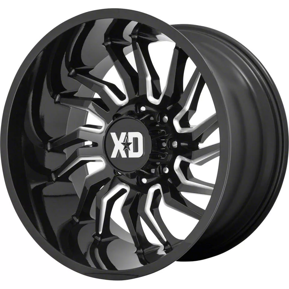 XD Tension Gloss Black Milled 8-Lug Wheel; 22x12; -44mm Offset (10-18 RAM 3500 SRW)