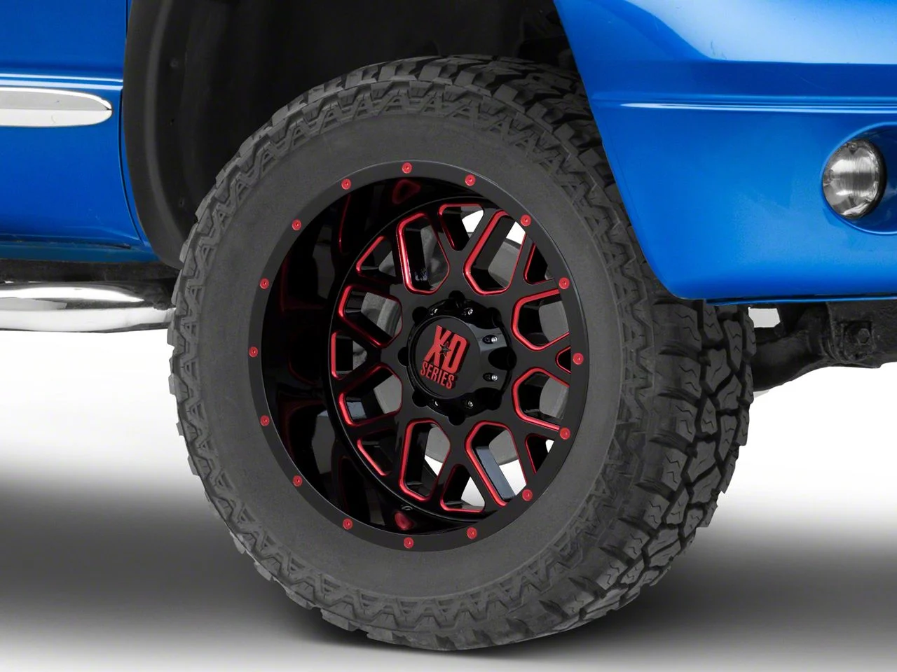 XD Grenade Satin Black Milled with Red Clear Coat 8-Lug Wheel; 20x10; -24mm Offset (06-08 RAM 1500 Mega Cab)