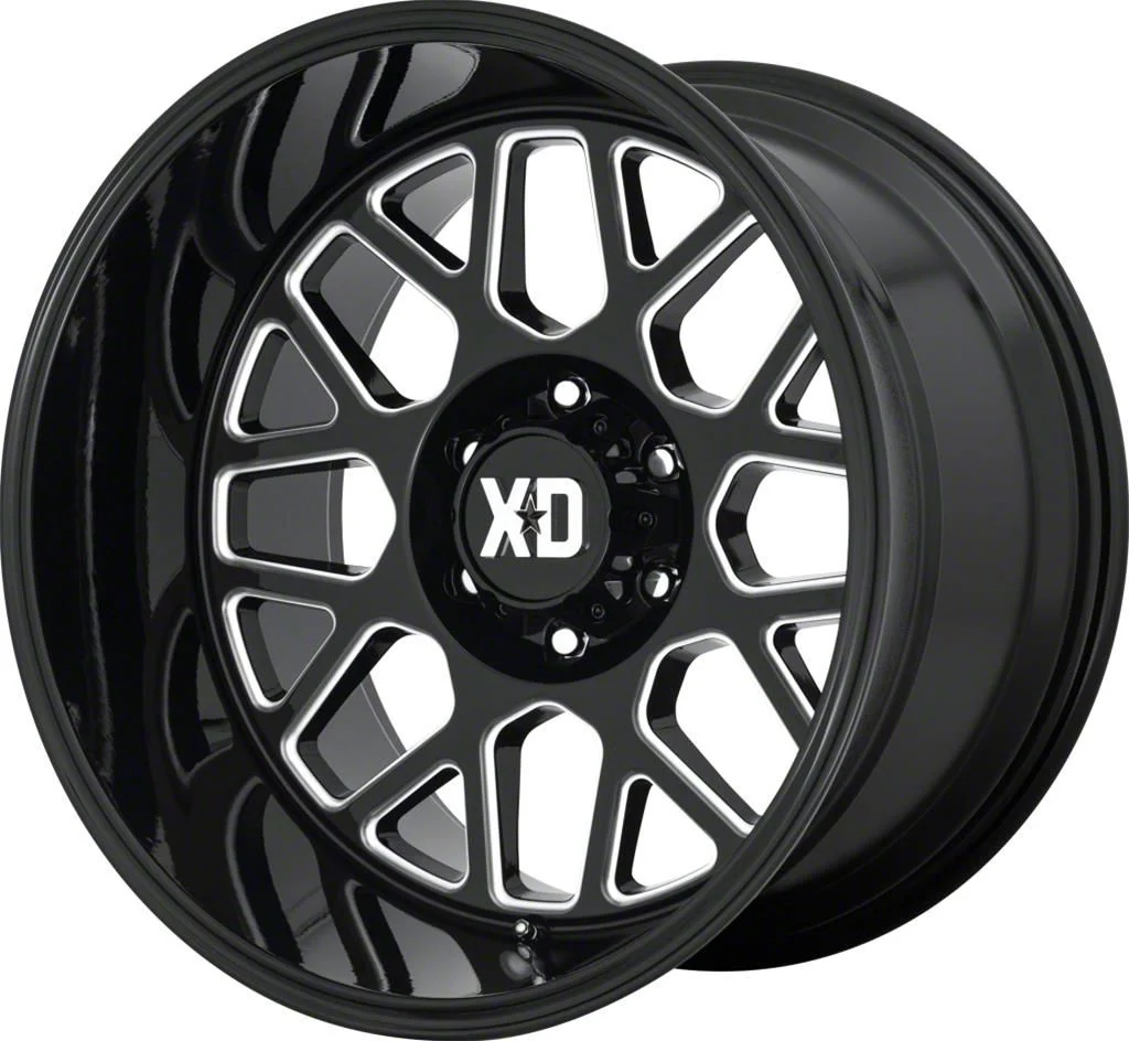 XD Grenade 2 Gloss Black Milled 8-Lug Wheel; 22x12; -44mm Offset (19-26 RAM 3500 SRW)