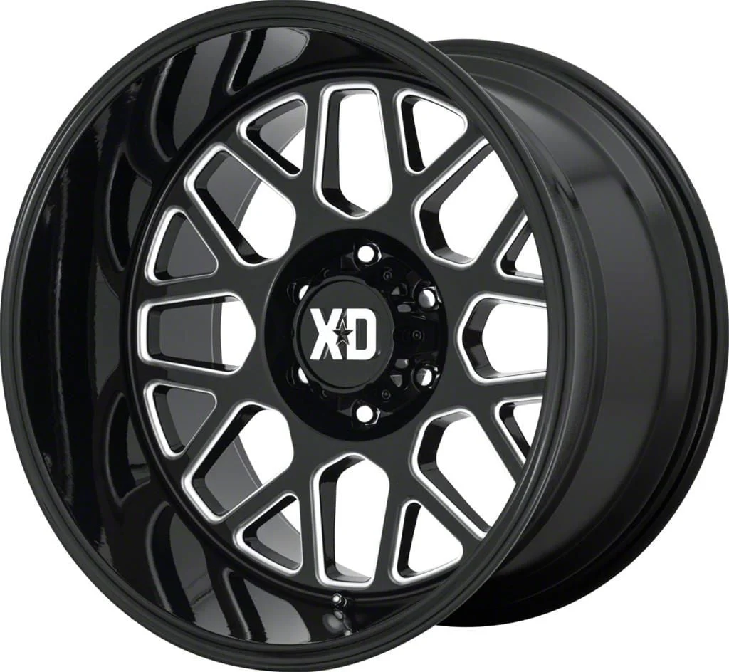 XD Grenade 2 Gloss Black Milled 8-Lug Wheel; 22x12; -44mm Offset (07-10 Sierra 2500 HD)