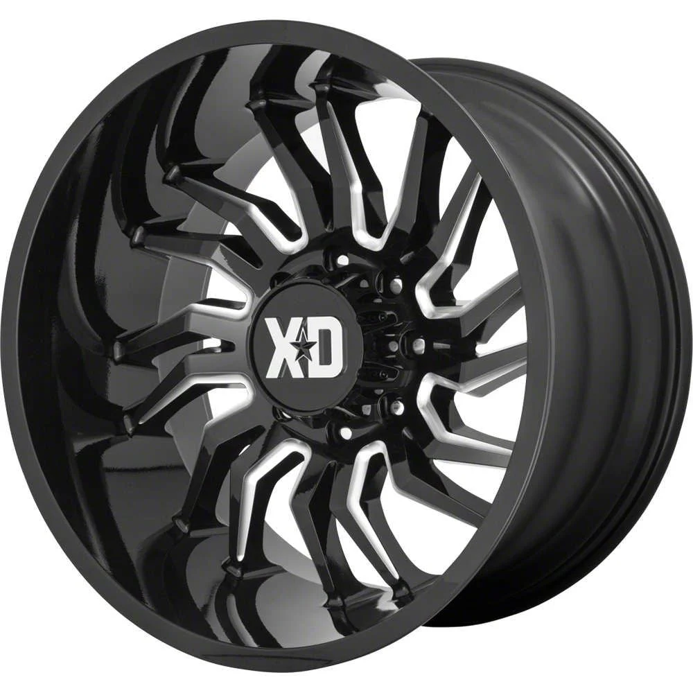 XD Tension Gloss Black Milled 8-Lug Wheel; 22x12; -44mm Offset (07-10 Silverado 2500 HD)