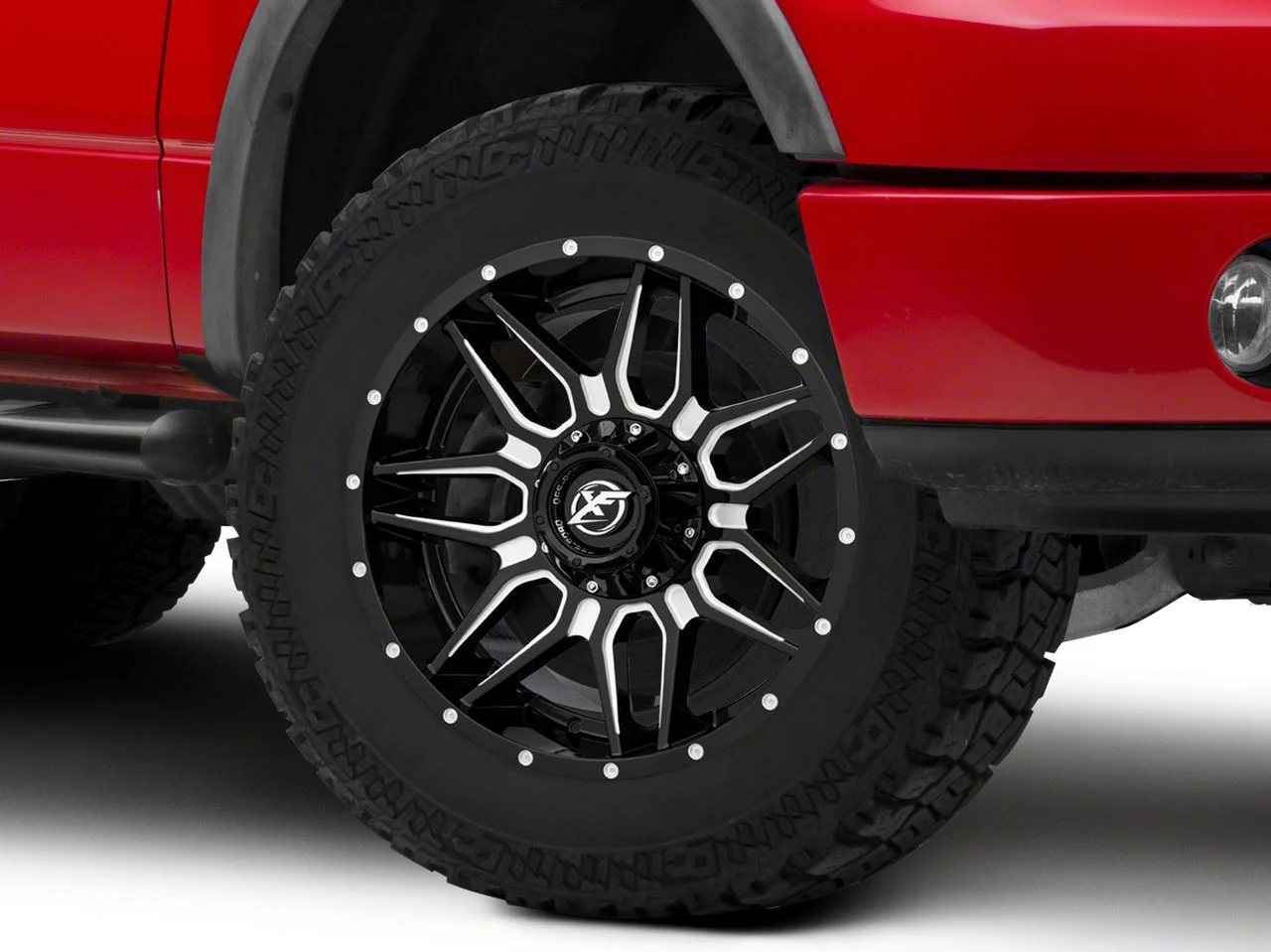 XF Offroad XF-222 Gloss Black Milled 6-Lug Wheel; 20x9; 12mm Offset (04-08 F-150)