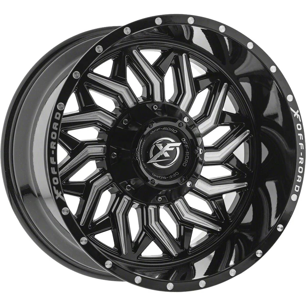 XF Offroad XF-228 Gloss Black Milled 6-Lug Wheel; 24x14; -76mm Offset (04-08 F-150)