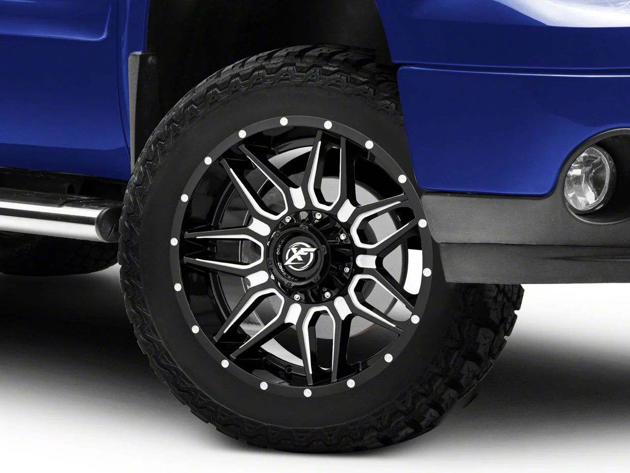 XF Offroad XF-222 Gloss Black Milled 6-Lug Wheel; 20x9; 0mm Offset (07-13 Sierra 1500)