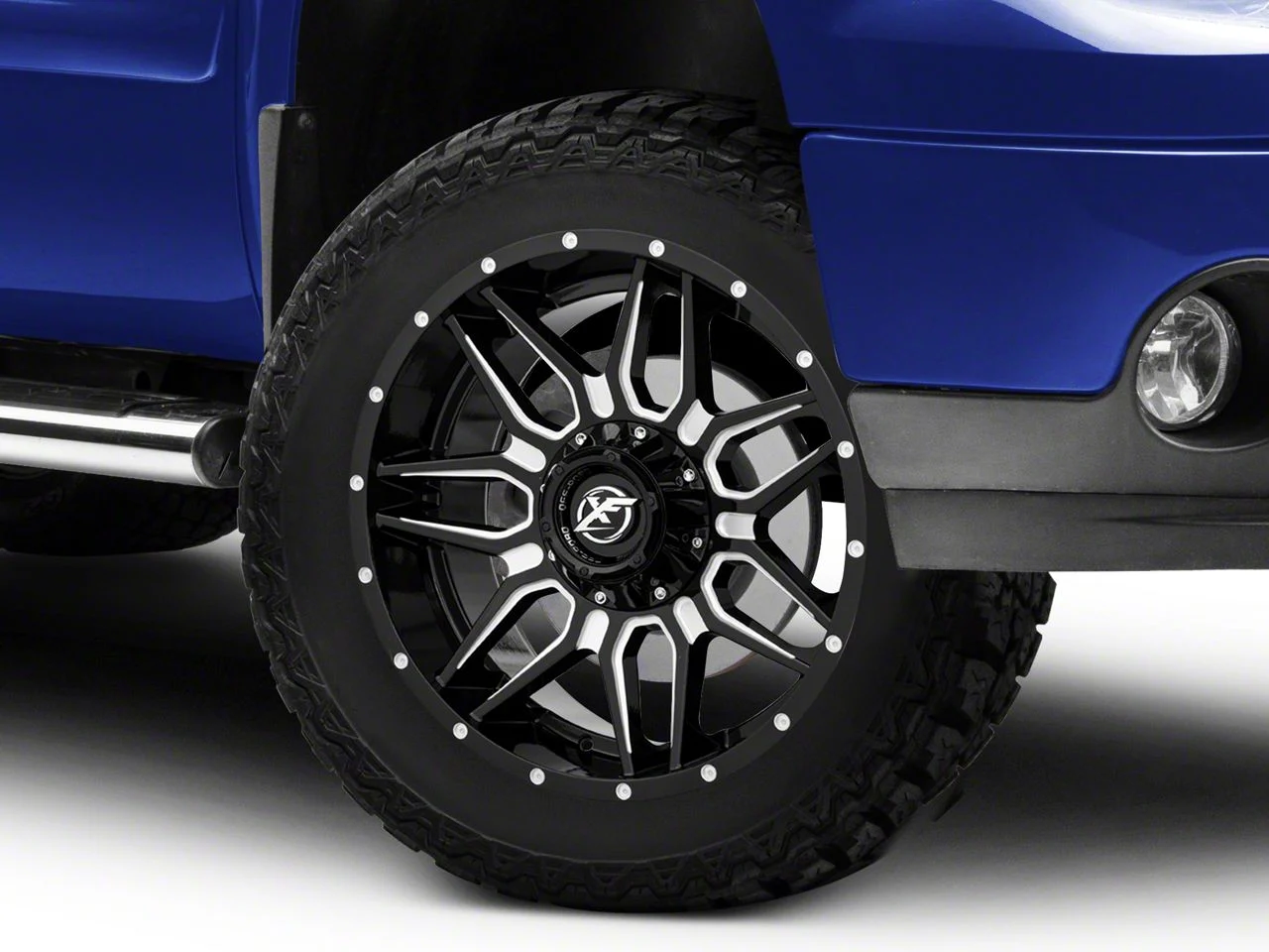 XF Offroad XF-222 Gloss Black Milled 6-Lug Wheel; 20x9; 12mm Offset (07-13 Sierra 1500)