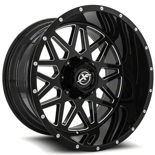 XF Offroad XF-211 Gloss Black Milled 8-Lug Wheel; 20x10; -24mm Offset (07-14 Sierra 3500 HD SRW)