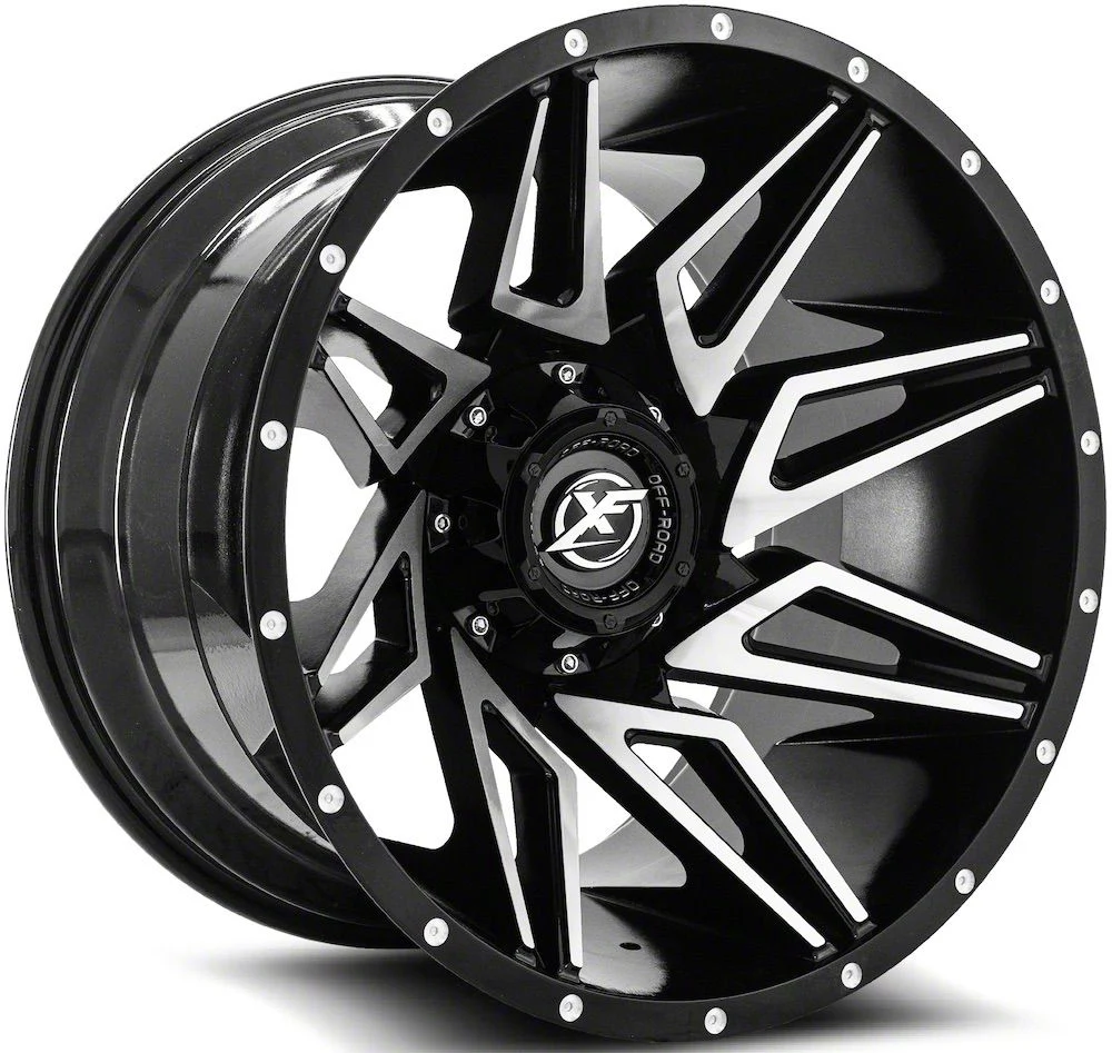 XF Offroad XF-218 Gloss Black Machined 6-Lug Wheel; 20x12; -44mm Offset (07-13 Silverado 1500)
