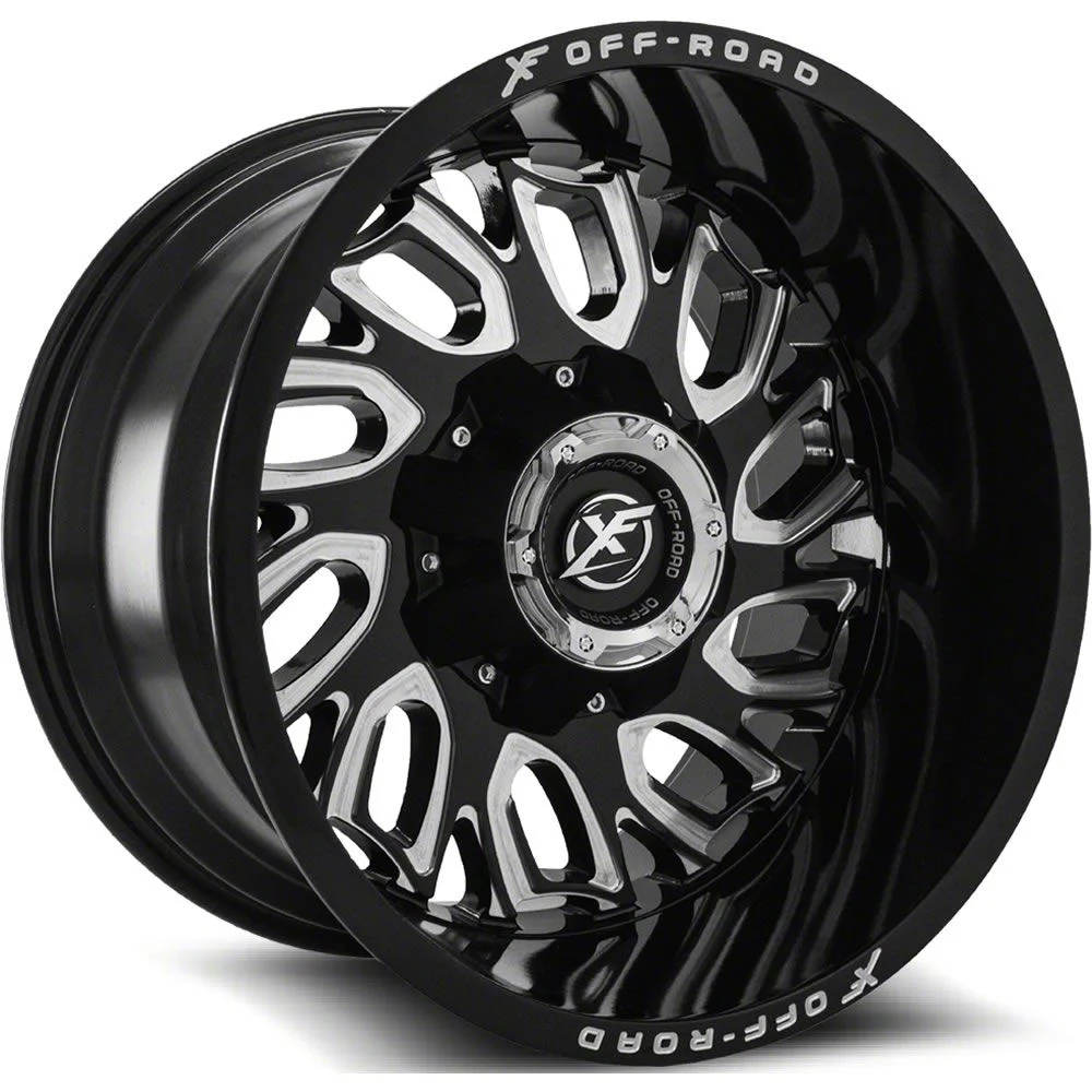 XF Offroad XF-207 Gloss Black Milled 8-Lug Wheel; 20x9; 0mm Offset (07-14 Silverado 2500 HD)