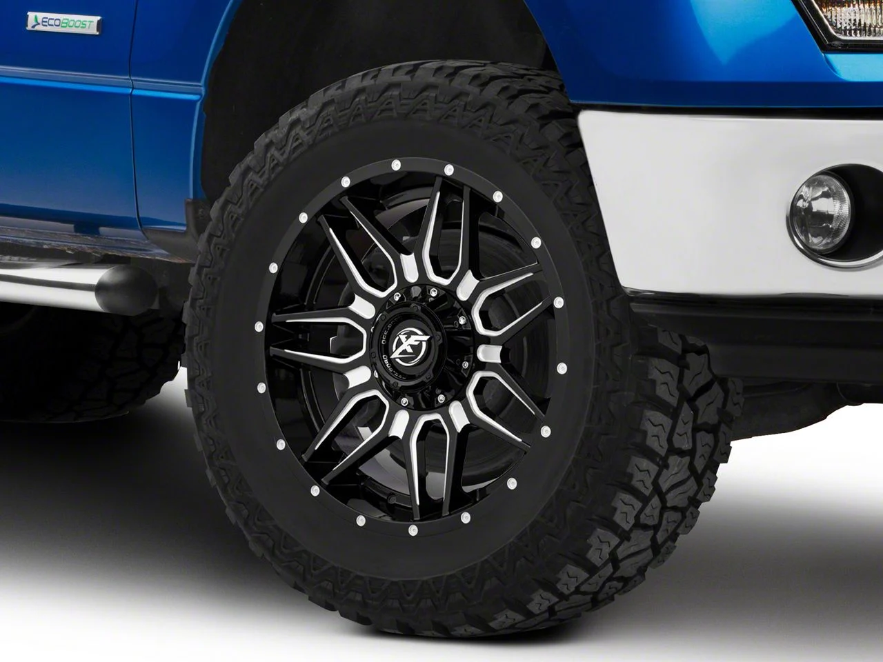 XF Offroad XF-222 Gloss Black Milled 6-Lug Wheel; 20x9; 12mm Offset (09-14 F-150)