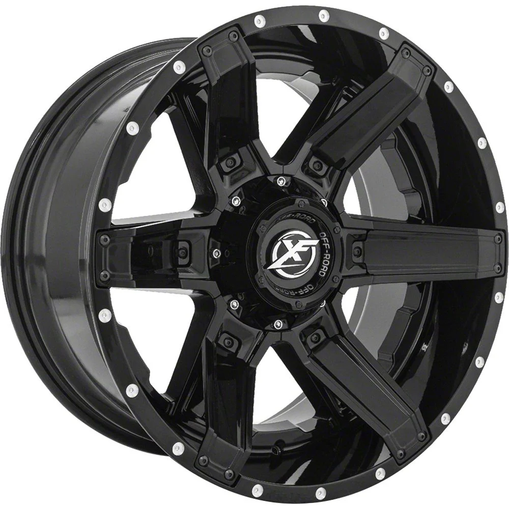 XF Offroad XF-214 Gloss Black with Gloss Black Inserts 5-Lug Wheel; 20x12; -44mm Offset (09-18 RAM 1500)
