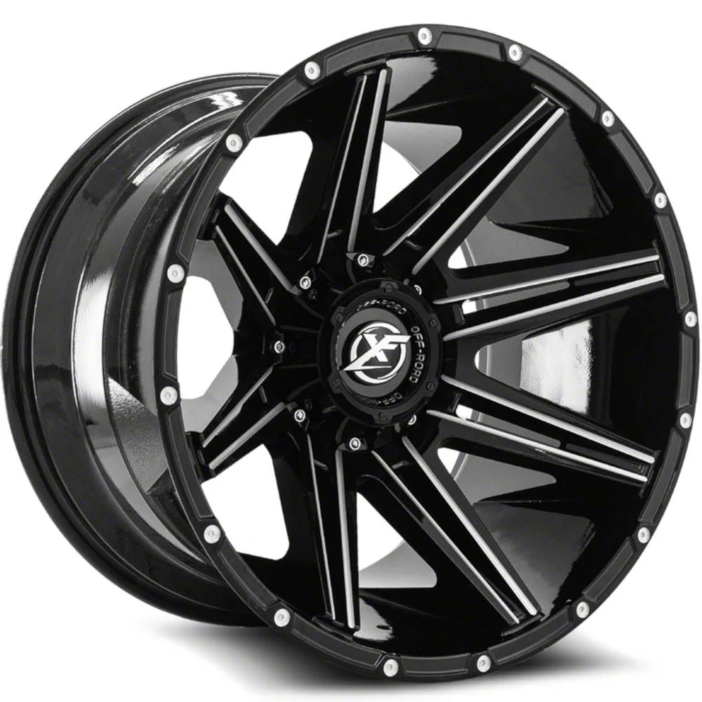 XF Offroad XF-220 Gloss Black Milled 5-Lug Wheel; 20x9; 0mm Offset (09-18 RAM 1500)