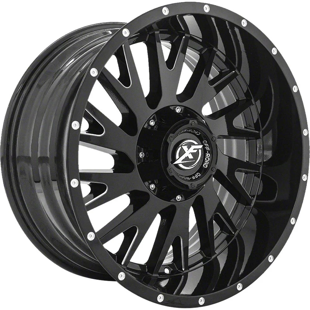 XF Offroad XF-221 Gloss Black Milled 5-Lug Wheel; 20x10; -24mm Offset (09-18 RAM 1500)