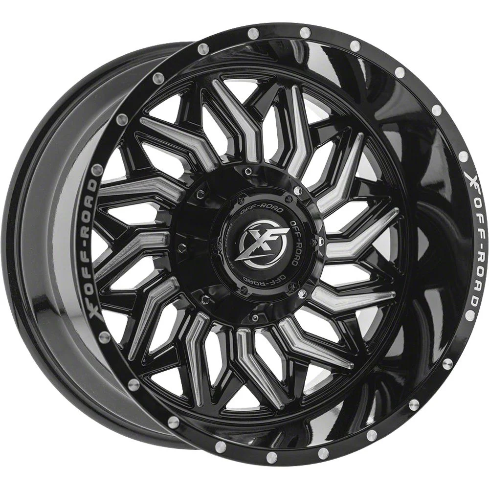 XF Offroad XF-228 Gloss Black Milled 5-Lug Wheel; 20x10; -12mm Offset (09-18 RAM 1500)