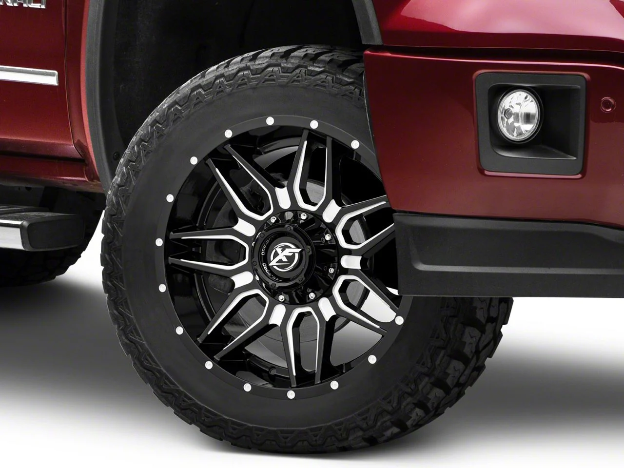 XF Offroad XF-222 Gloss Black Milled 6-Lug Wheel; 20x9; 0mm Offset (14-18 Sierra 1500)