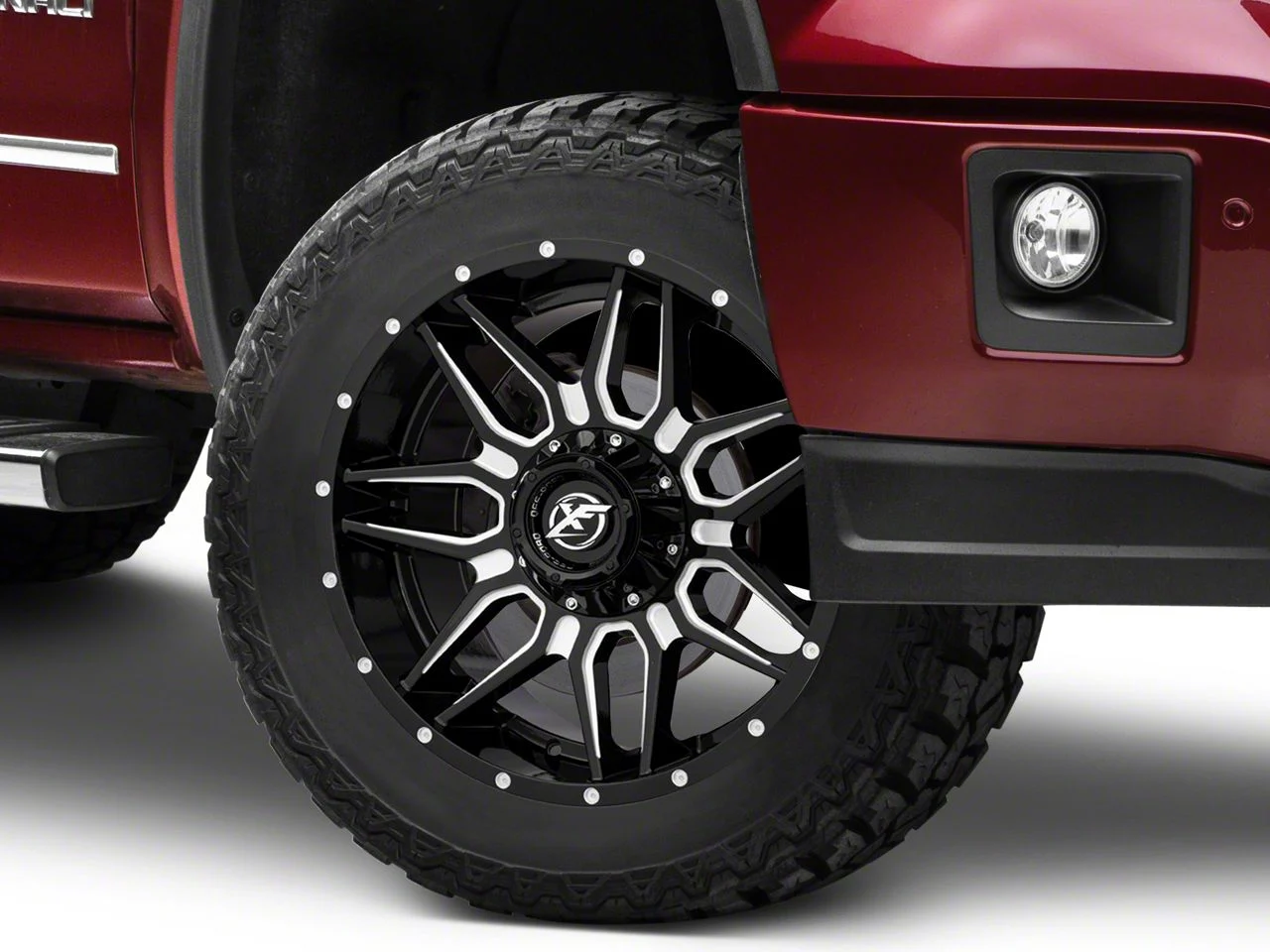 XF Offroad XF-222 Gloss Black Milled 6-Lug Wheel; 20x9; 12mm Offset (14-18 Sierra 1500)