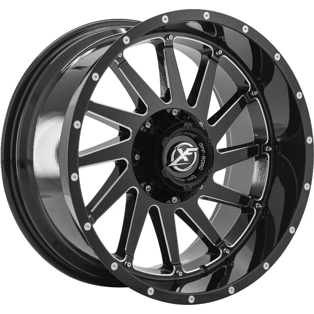 XF Offroad XF-216 Gloss Black Milled 6-Lug Wheel; 20x12; -44mm Offset (14-18 Silverado 1500)