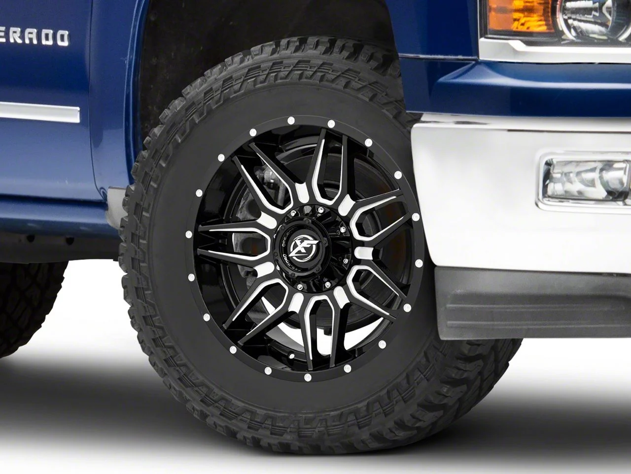 XF Offroad XF-222 Gloss Black Milled 6-Lug Wheel; 20x9; 0mm Offset (14-18 Silverado 1500)