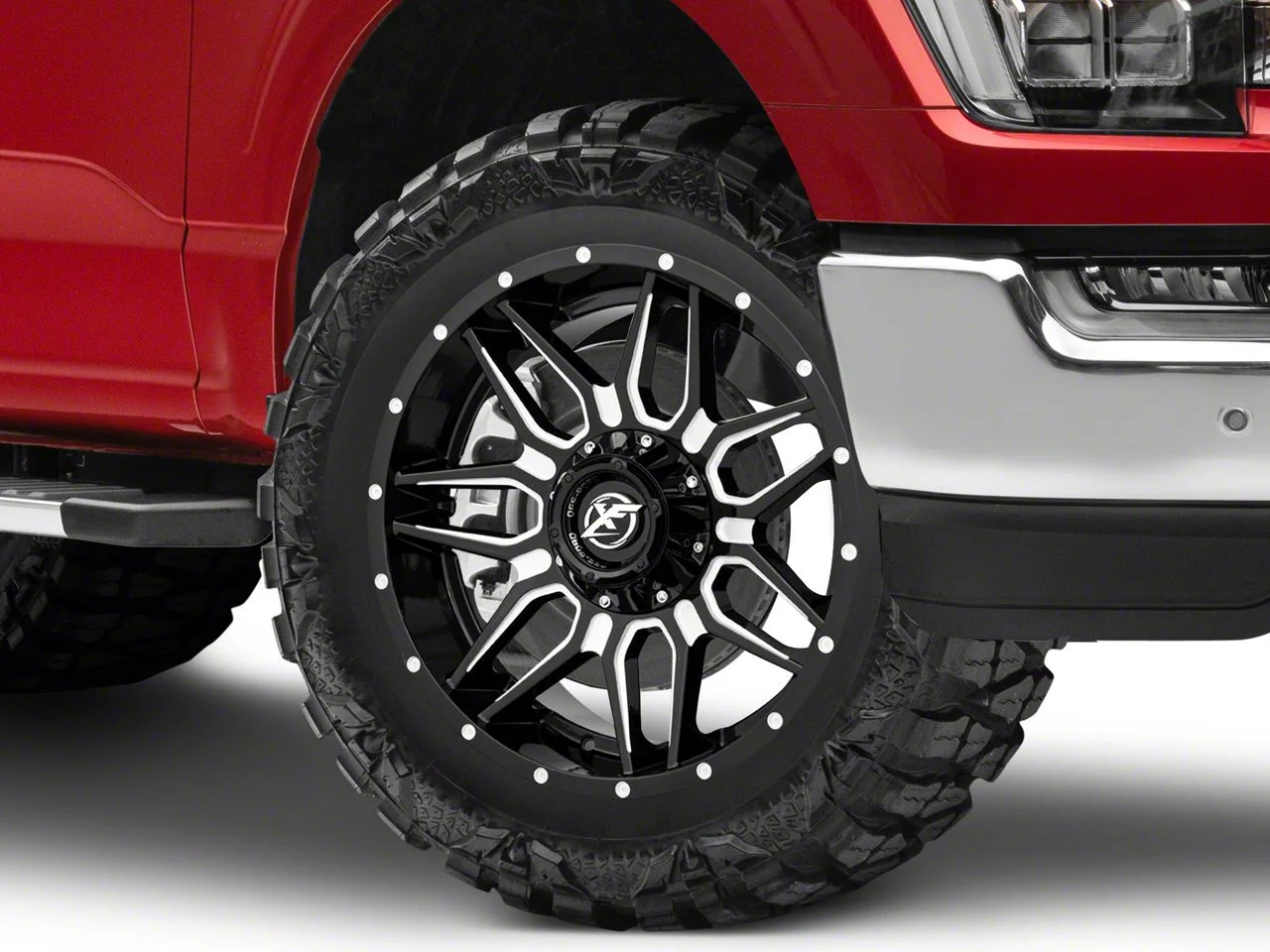 XF Offroad XF-222 Gloss Black Milled 6-Lug Wheel; 20x9; 0mm Offset (21-26 F-150)