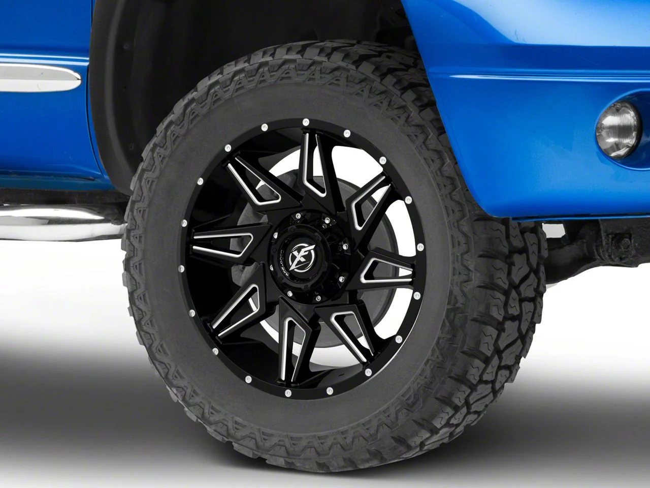 XF Offroad XF-218 Gloss Black Milled 5-Lug Wheel; 20x12; -44mm Offset (02-08 RAM 1500, Excluding Mega Cab)