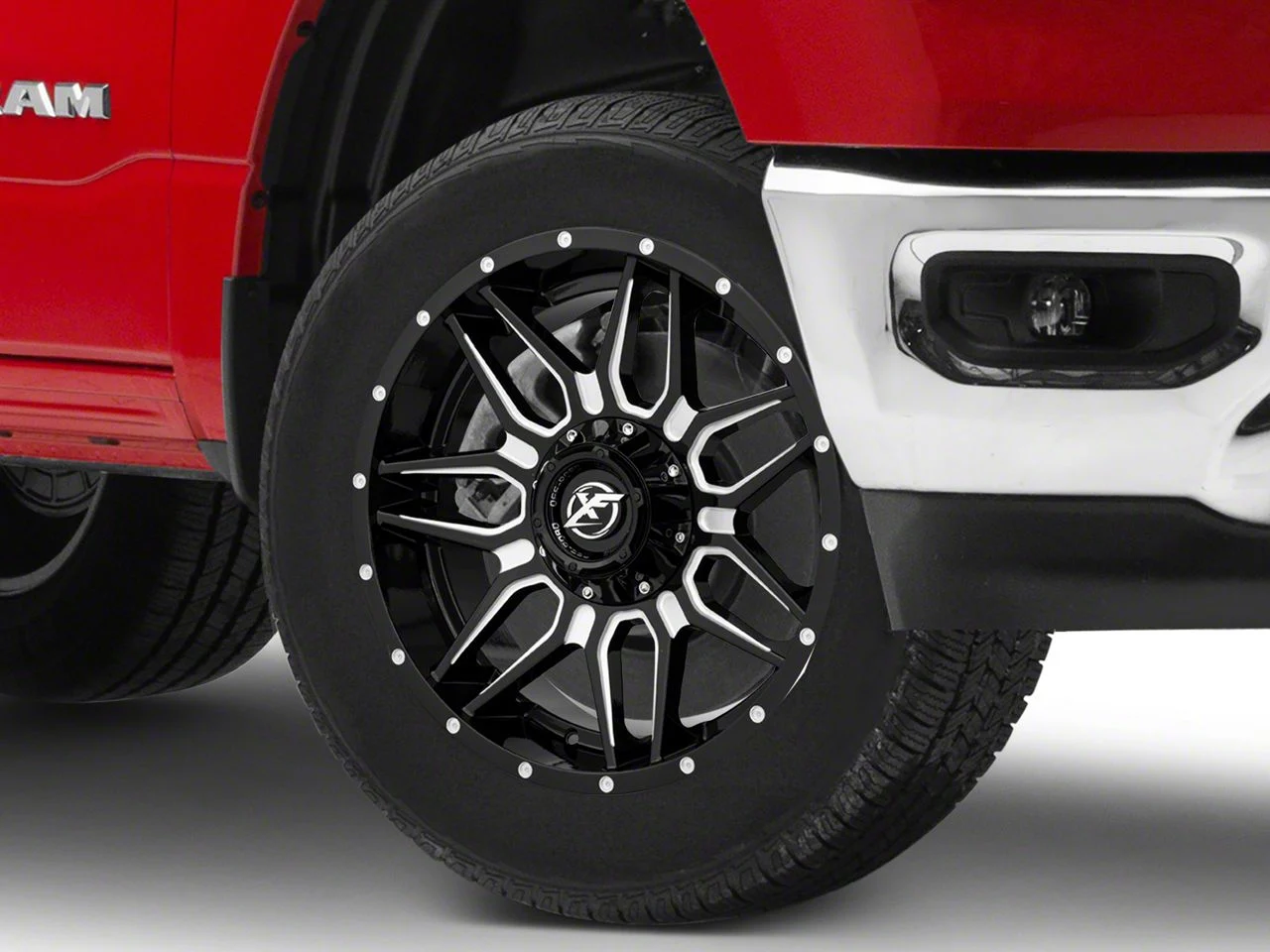 XF Offroad XF-222 Gloss Black Milled 6-Lug Wheel; 20x9; 12mm Offset (19-26 RAM 1500)