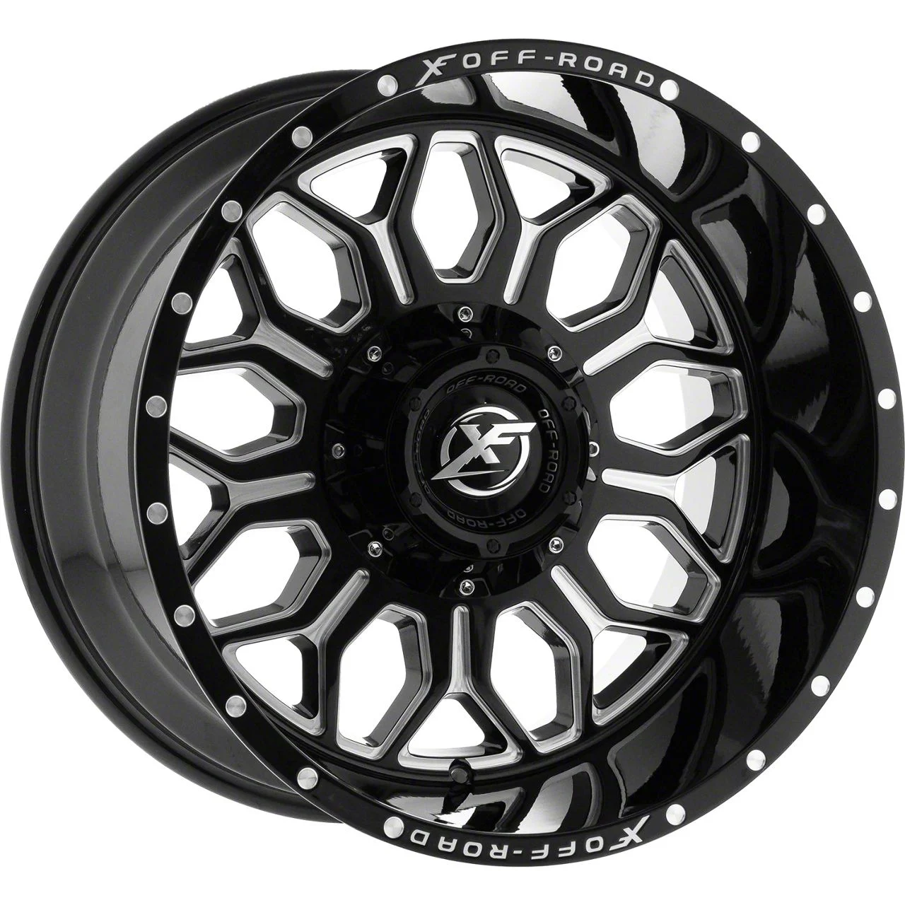 XF Offroad XF-227 Gloss Black Milled 5-Lug Wheel; 20x10; -24mm Offset (02-08 RAM 1500, Excluding Mega Cab)