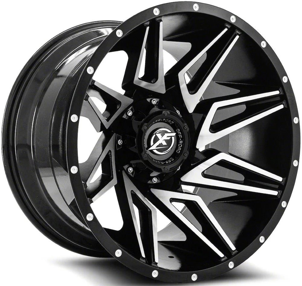 XF Offroad XF-218 Gloss Black Machined 6-Lug Wheel; 20x12; -44mm Offset (19-26 Sierra 1500)
