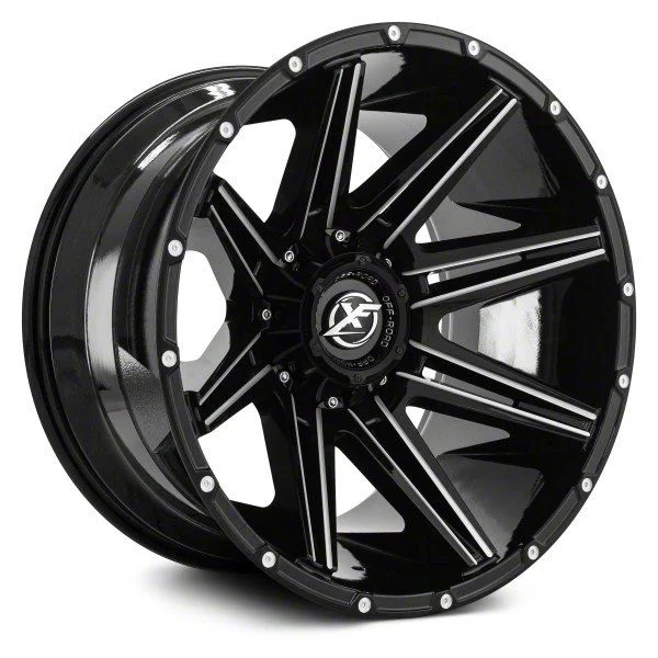 XF Offroad XF-220 Gloss Black Milled 8-Lug Wheel; 20x10; -24mm Offset (20-26 Sierra 3500 HD SRW)