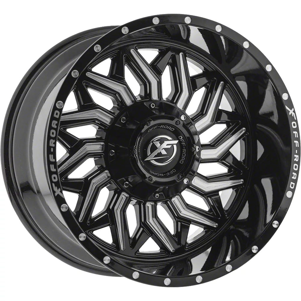 XF Offroad XF-228 Gloss Black Milled 6-Lug Wheel; 24x14; -76mm Offset (19-26 Silverado 1500)