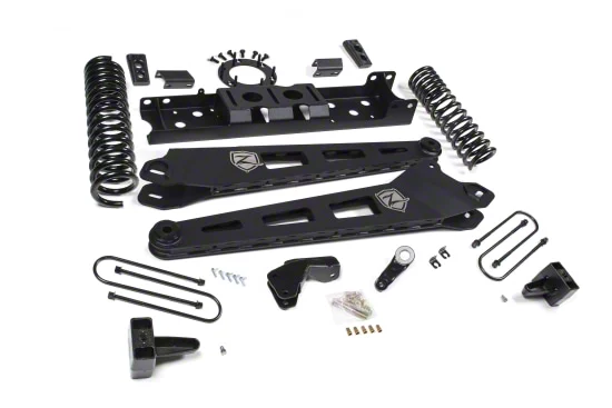Zone Offroad 4-Inch Front Radius Arm / 2-Inch Rear Block Suspension Lift Kit with Nitro Shocks (19-26 4WD 6.4L RAM 3500 w/ Factory Overload Springs)