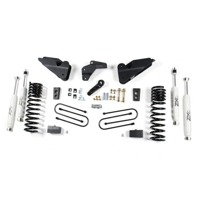 Zone Offroad 4-Inch Standard Suspension Lift Kit with with 3-Inch Rear Lift Blocks and Nitro Shocks (13-18 4WD 5.7L, 6.4L RAM 3500 w/o Air Ride)