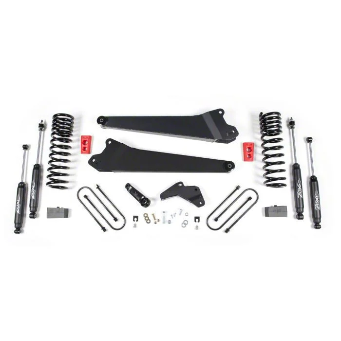 Zone Offroad 4.50-Inch Radius Arm Suspension Lift Kit with 3-Inch Rear Lift Blocks and Nitro Shocks (13-18 4WD 6.7L RAM 3500 w/o Air Ride)