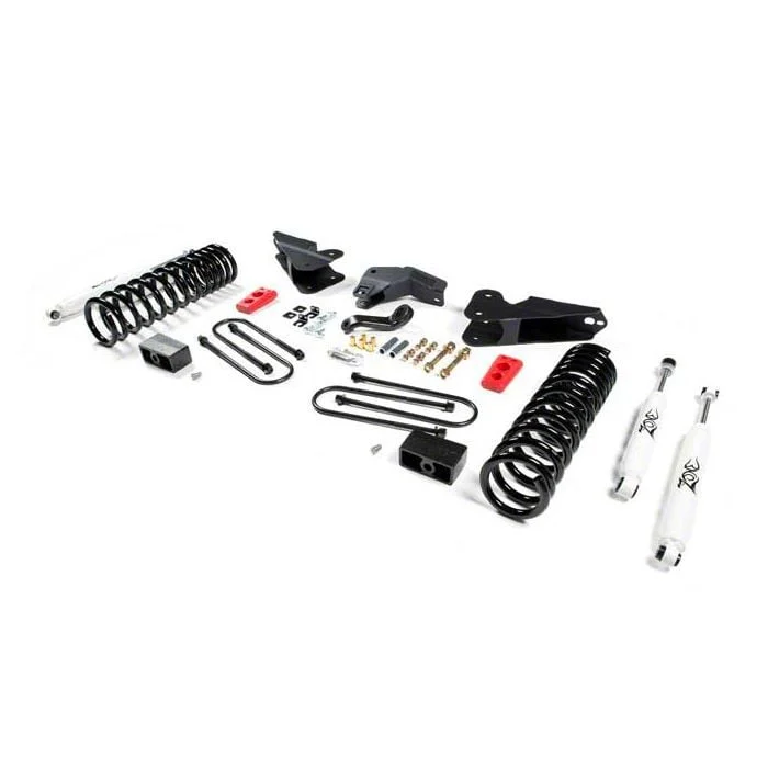 Zone Offroad 4.50-Inch Standard Suspension Lift Kit with 3-Inch Rear Lift Blocks and Nitro Shocks (13-18 4WD 6.7L RAM 3500 w/o Air Ride)