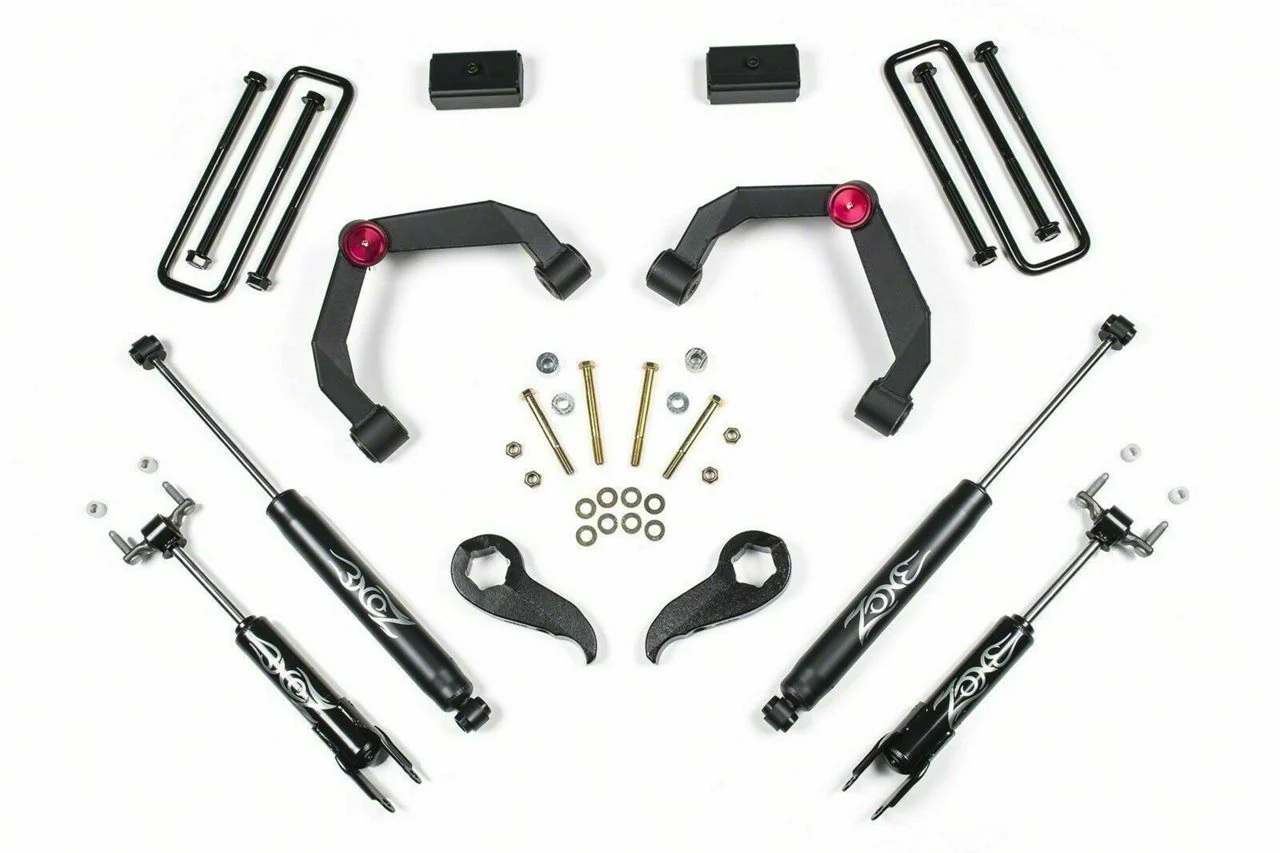 Zone Offroad 3-Inch Adventure Series Upper Control Arm Suspension Lift Kit with Nitro Shocks (11-19 4WD Sierra 2500 HD w/o Top Mounted Overload Springs)