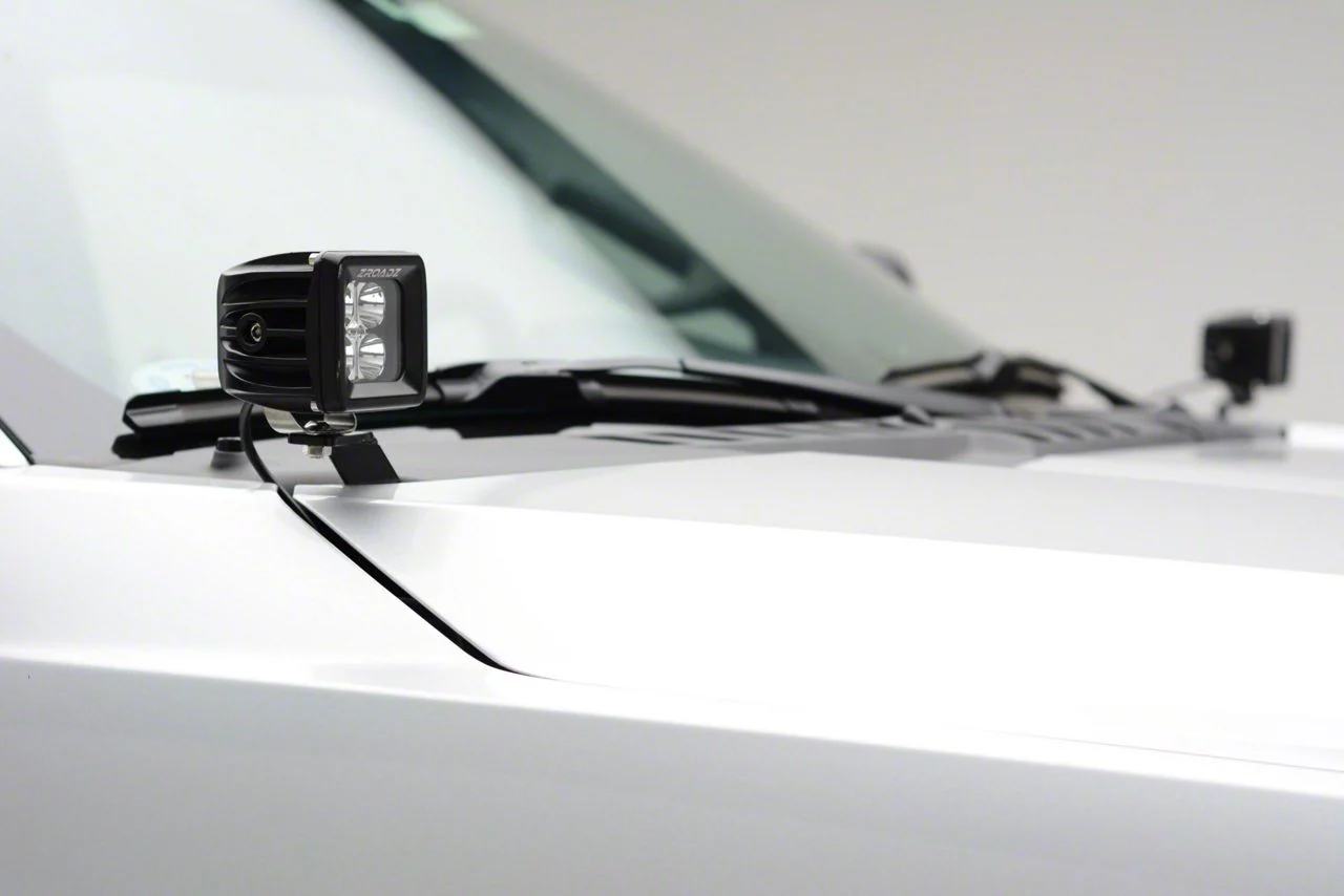 ZRoadz Two 3-Inch LED Pod Lights with Hood Hinge Mounting Brackets (17-22 F-350 Super Duty)