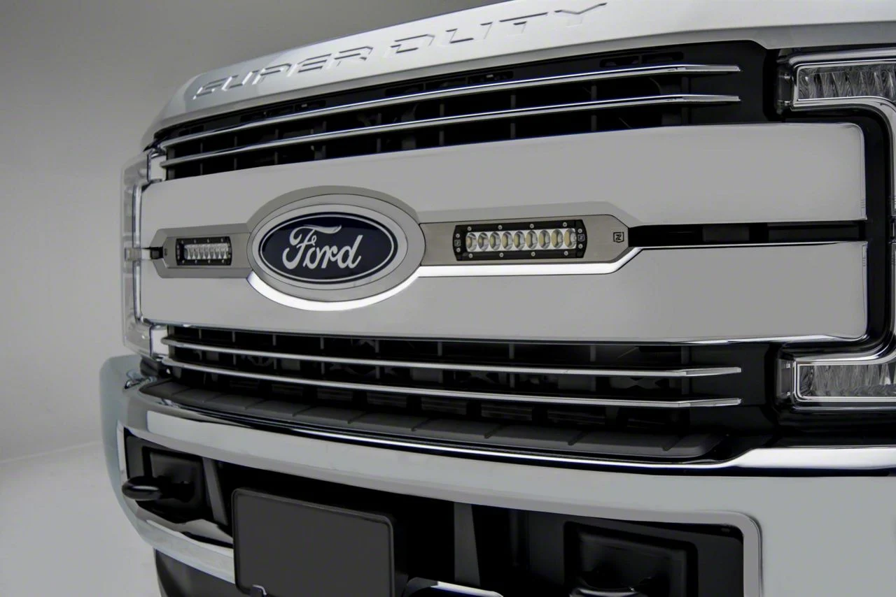 ZRoadz Two 6-Inch LED Light Bars with Upper Grille Mounting Brackets; Brushed (17-19 F-350 Super Duty Lariat, King Ranch)