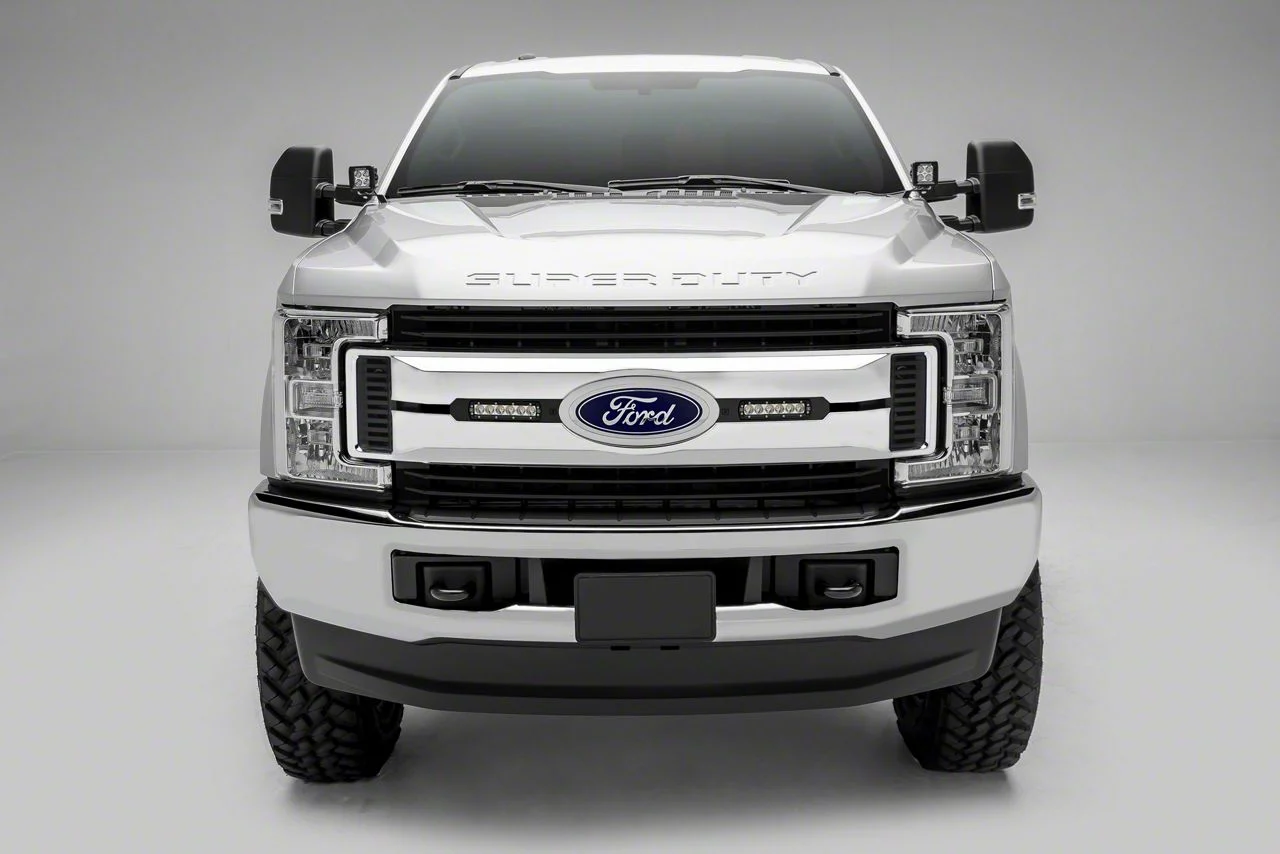 ZRoadz Two 6-Inch LED Light Bars with Upper Grille Mounting Brackets; Black (17-19 F-250 Super Duty XLT)