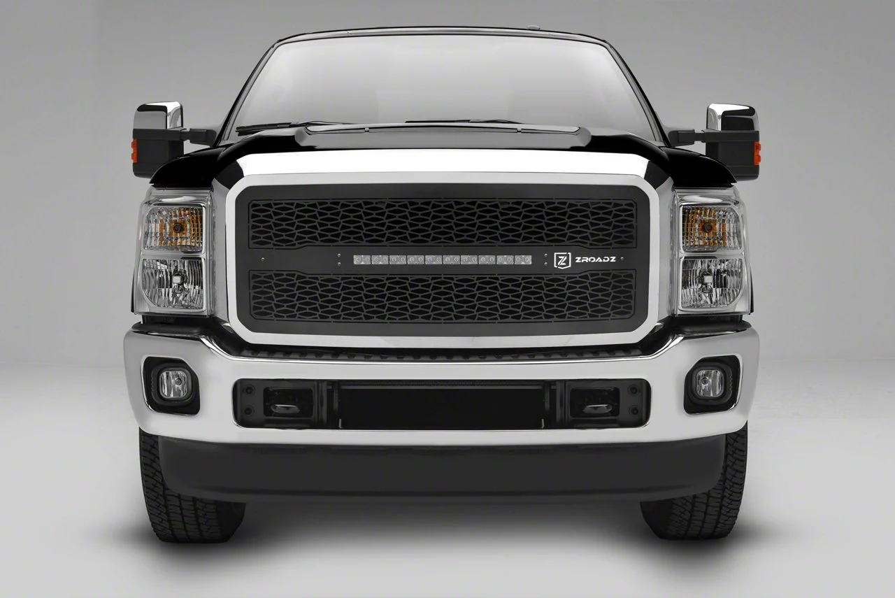 ZRoadz Upper Grille Insert with Two 10-Inch LED Light Bars; Black (11-16 F-250 Super Duty)